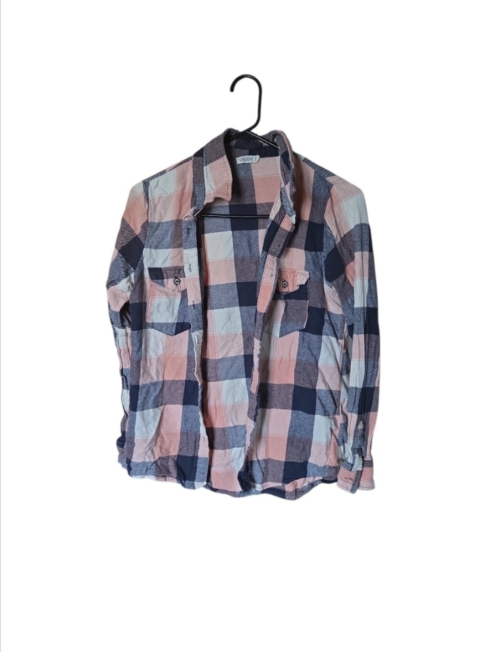 Ardene Pink & Navy Plaid Button-Down Shirt